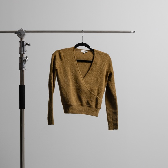 Madewell Chartreuse Wrap-Front Pullover Sweater - Picture 2 of 2